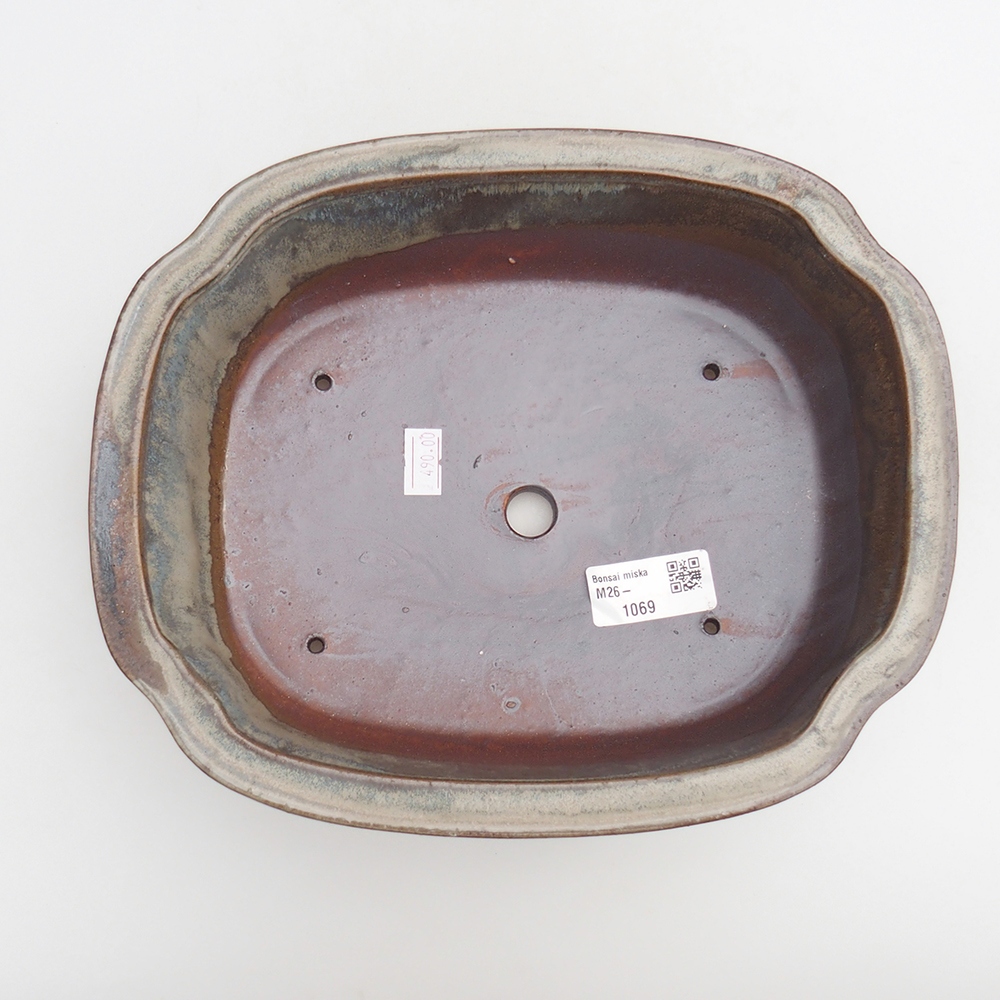 Ceramiczna miska na bonsai 24 x 19,5 x 7 cm, brązowa