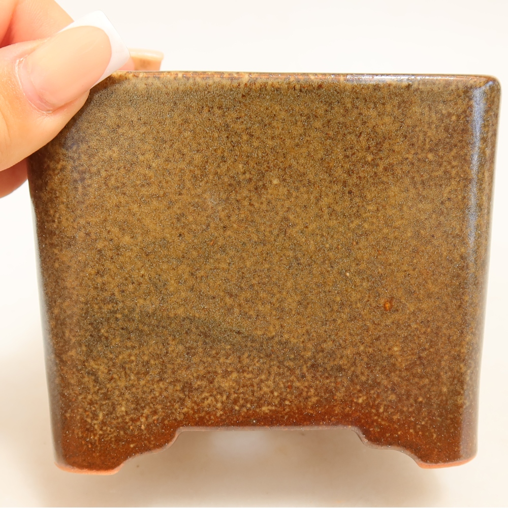 Ceramiczna miska do bonsai 10 x 10 x 8,5 cm, kolor brązowy
