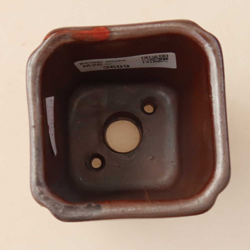 Ceramiczna miseczka do bonsai 7 x 7 x 8,5 cm, kolor metaliczny