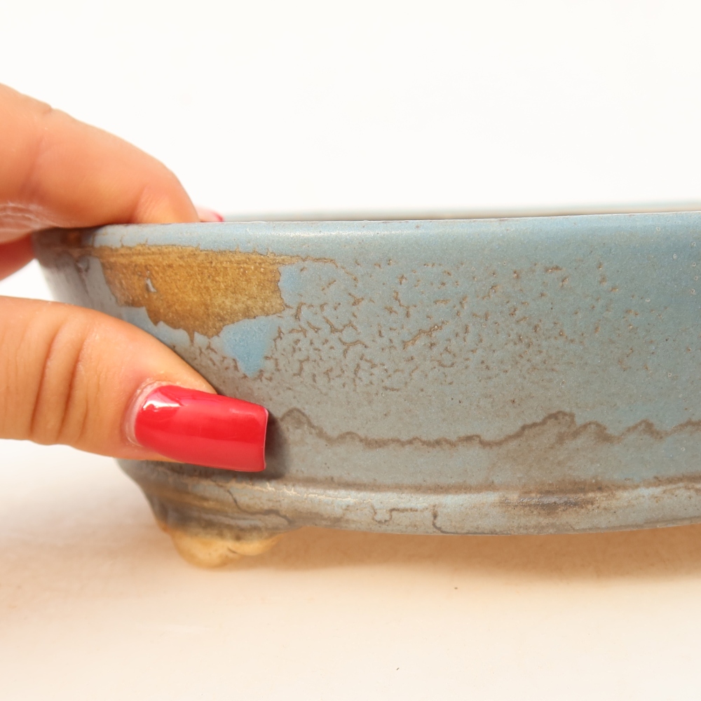 Ceramiczna miska na bonsai 18 x 18 x 5 cm, kolor niebieski
