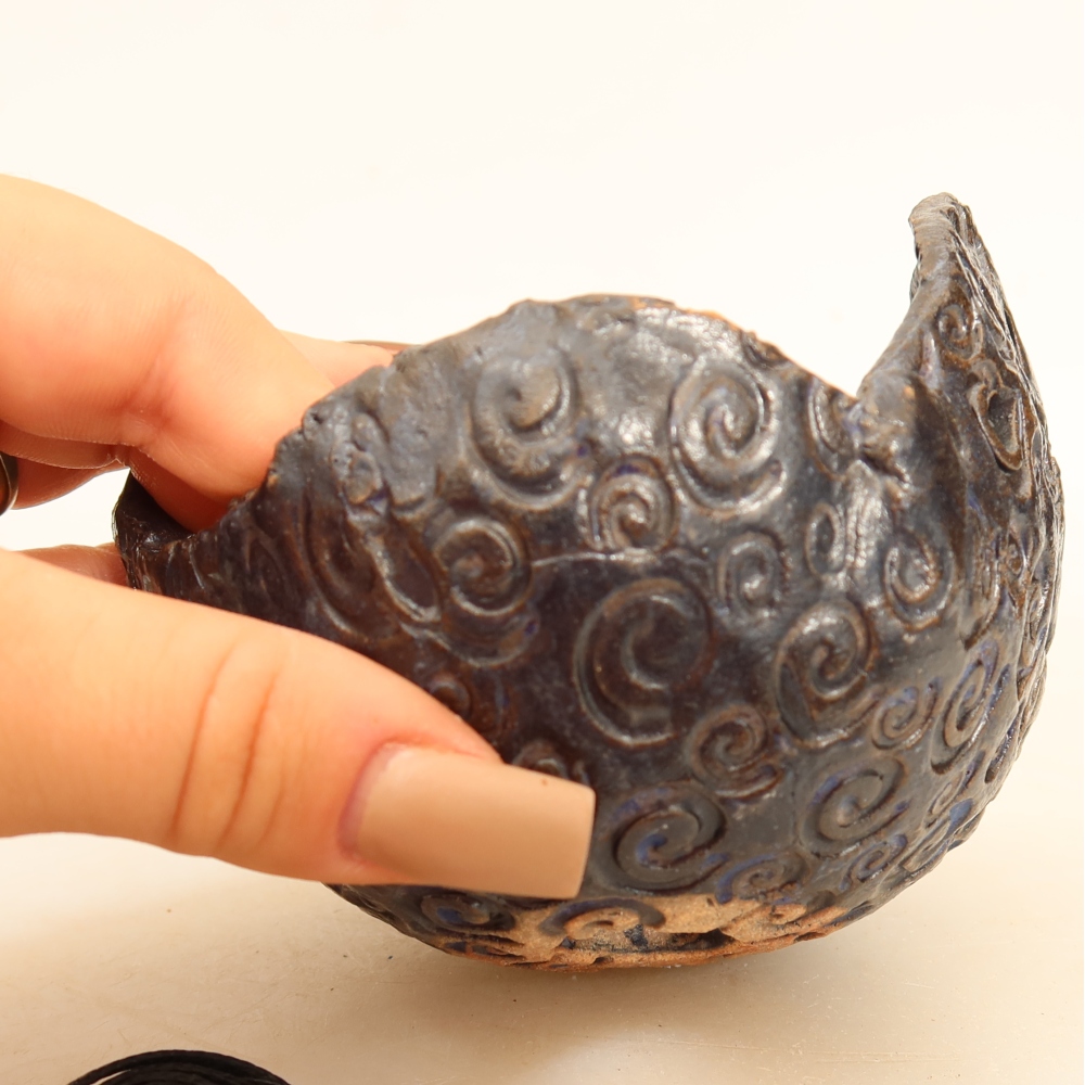 Ceramiczna skorupa do kokedamy 10 x 9 x 8 cm, kolor niebieski