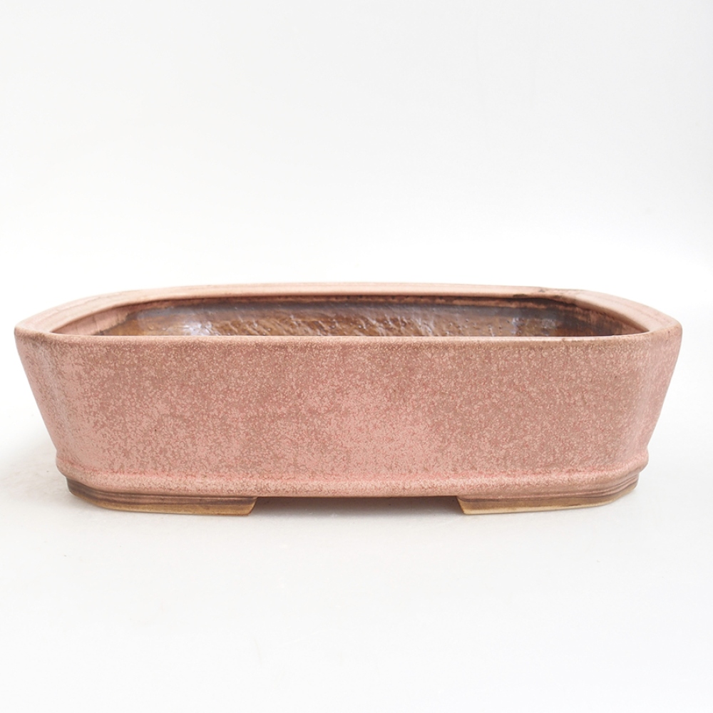 Ceramiczna miska do bonsai  24,5 x 21 x 6  cm, kolor różowy