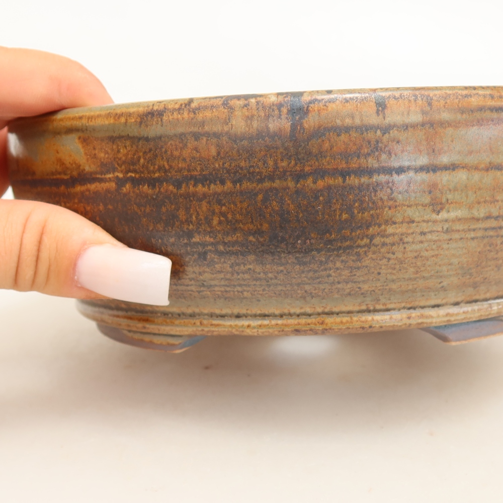 Ceramiczna miska do bonsai 17 x 17 x 6 cm, kolor brązowy