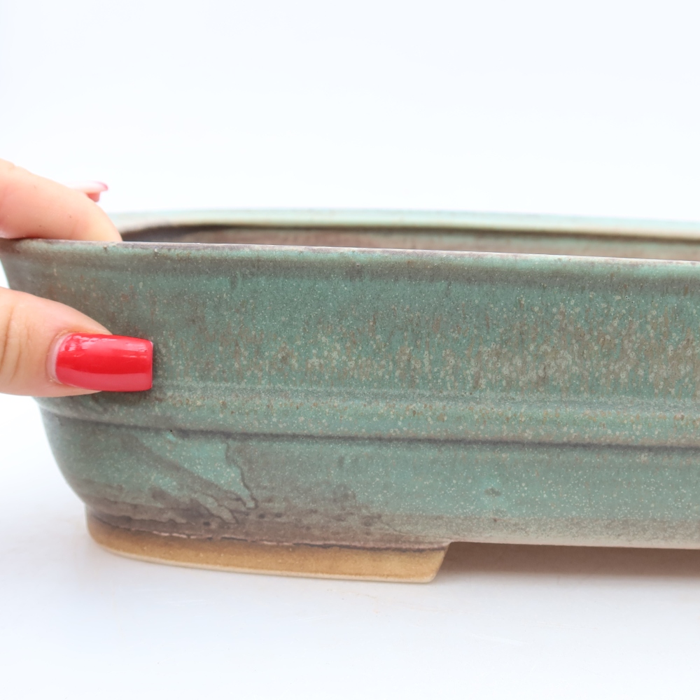 Ceramiczna miska do bonsai 30 x 24,5 x 7,5 cm, kolor zielony