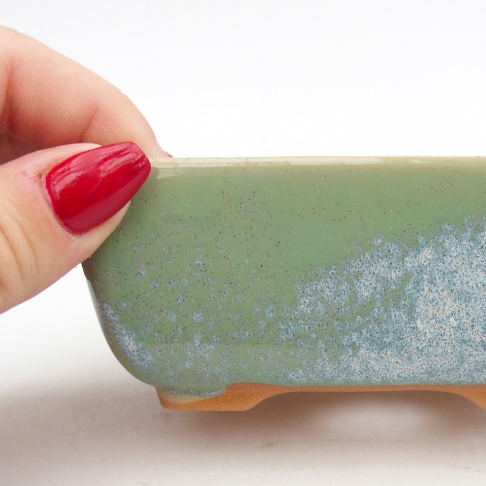 Ceramiczna miska do bonsai 10,5 x 7,5 x 4,5 cm, zielona