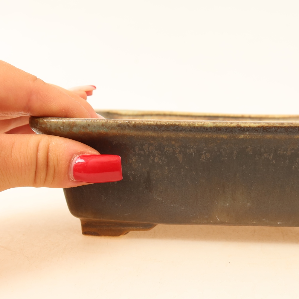 Ceramiczna miseczka do bonsai 17,5 x 14,5 x 5 cm, kolor brązowy