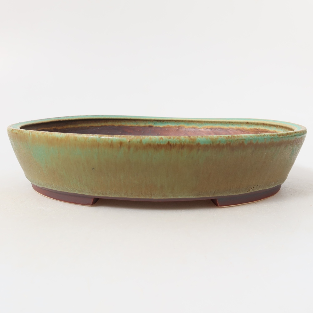 Ceramiczna miska do bonsai 21 x 19 x 4,5 cm, zielona