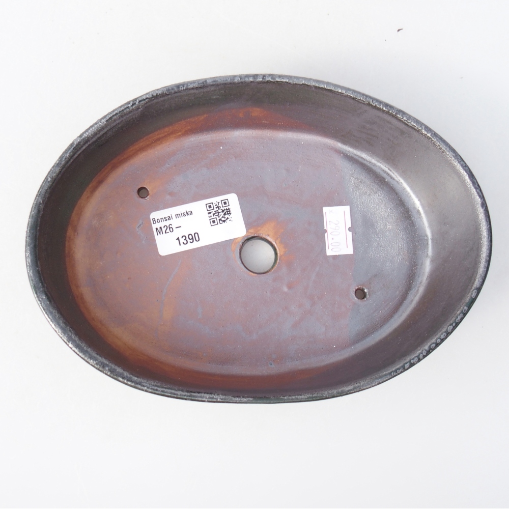 Ceramiczna miska na bonsai 18,5 x 13,5 x 4,5 cm, metaliczna zieleń