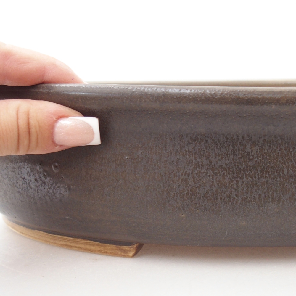 Ceramiczna miska do bonsai 32,5 x 28 x 7 cm, brązowa