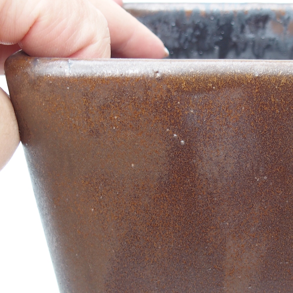 Ceramiczna miska do bonsai 13 x 13 x 13 cm, brązowa