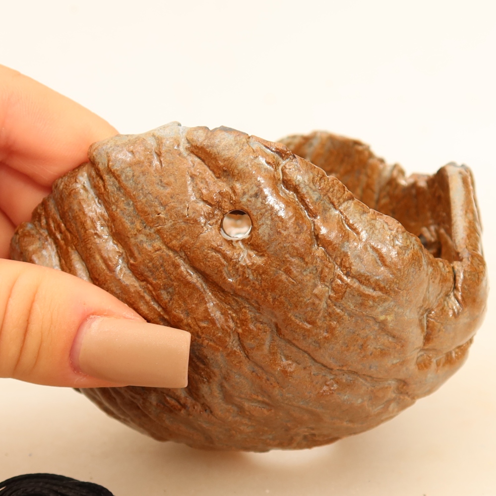 Ceramiczna skorupa do kokedamy 9 x 9 x 7 cm, kolor brązowy