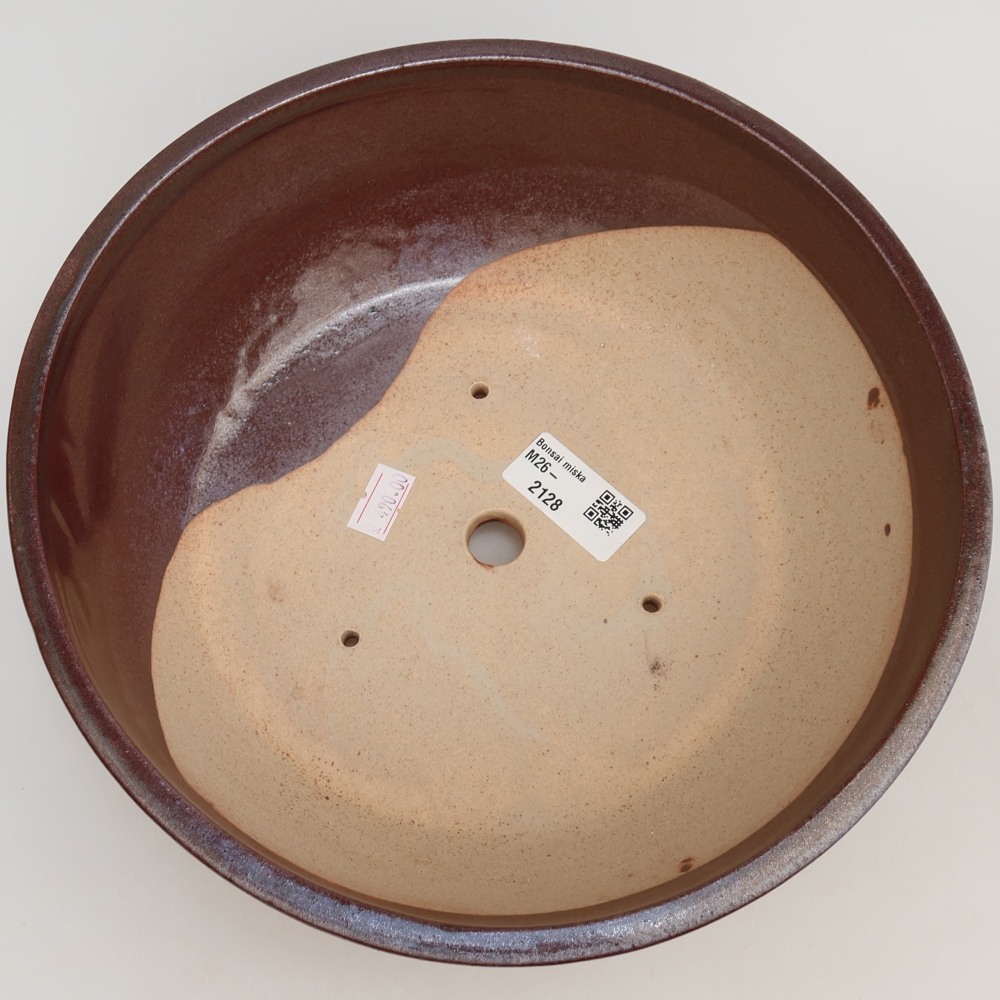 Ceramiczna miska do bonsai 24,5 x 24,5 x 7,5 cm, kolor bordowy