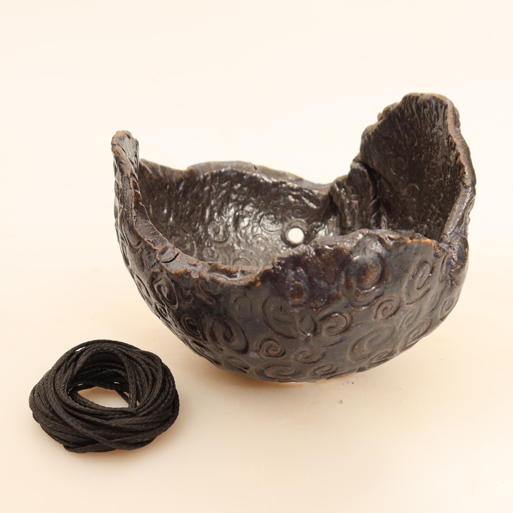 Ceramiczna skorupa do kokedamy 10 x 9 x 8 cm, kolor niebieski