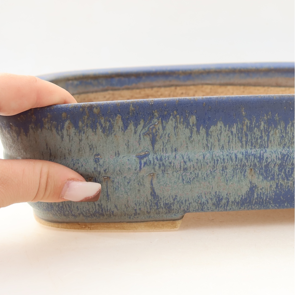 Ceramiczna miska na bonsai 29,5 x 24,5 x 7,5 cm, kolor niebieski