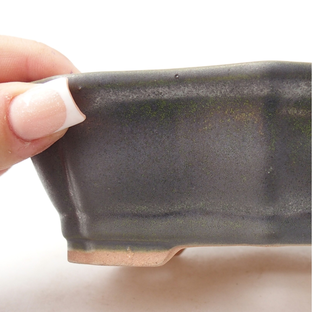 Ceramiczna miska na bonsai 15,5 x 11 x 4,5 cm, metaliczna zieleń