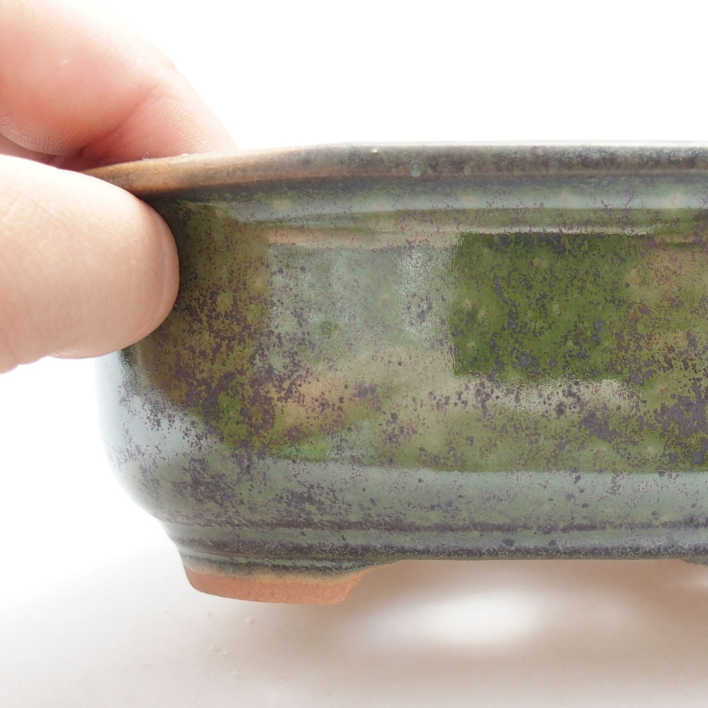Ceramiczna miska bonsai 15,5 x 12 x 6 cm, kolor zielony
