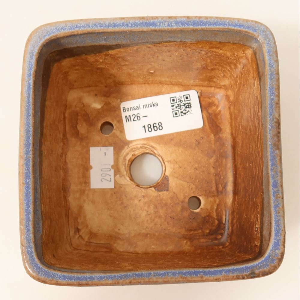 Ceramiczna miska do bonsai 10,5 x 10,5 x 7 cm, kolor niebieski