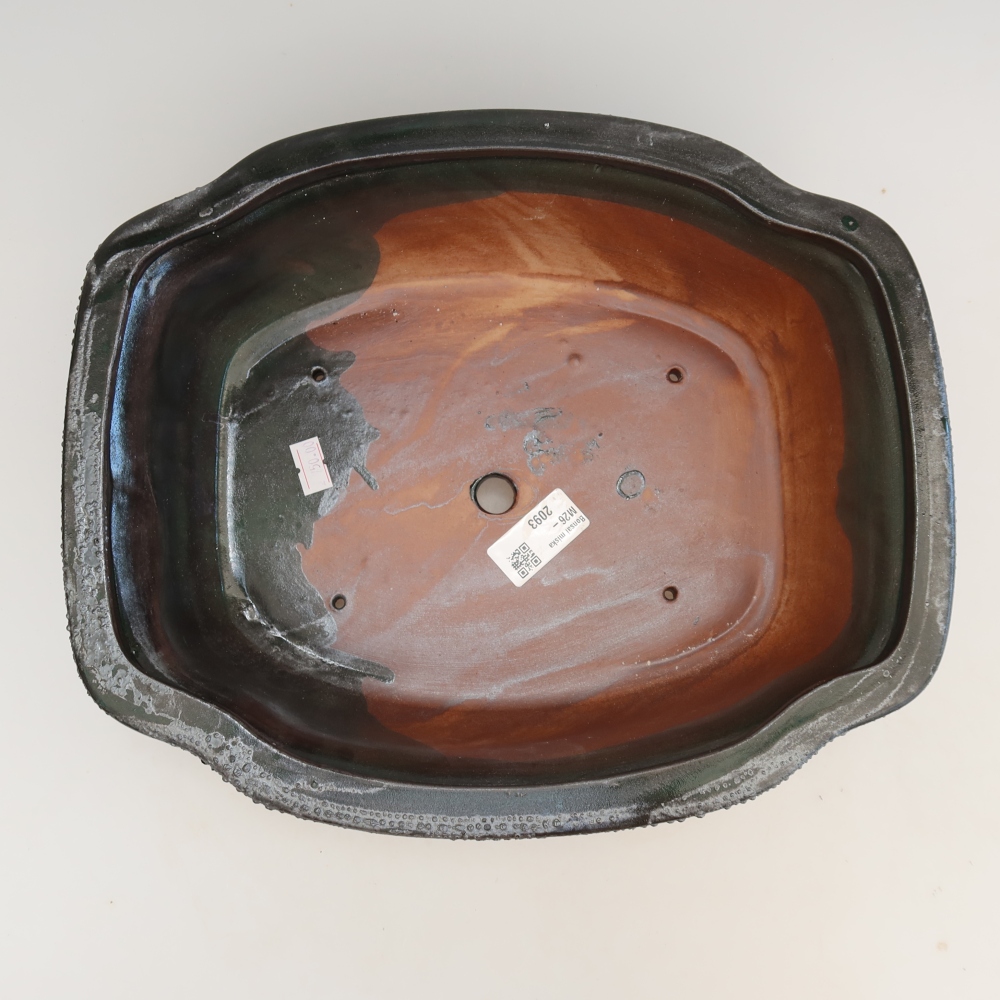 Ceramiczna miska do bonsai 30,5 x 25,5 x 10,5 cm, kolor zielony
