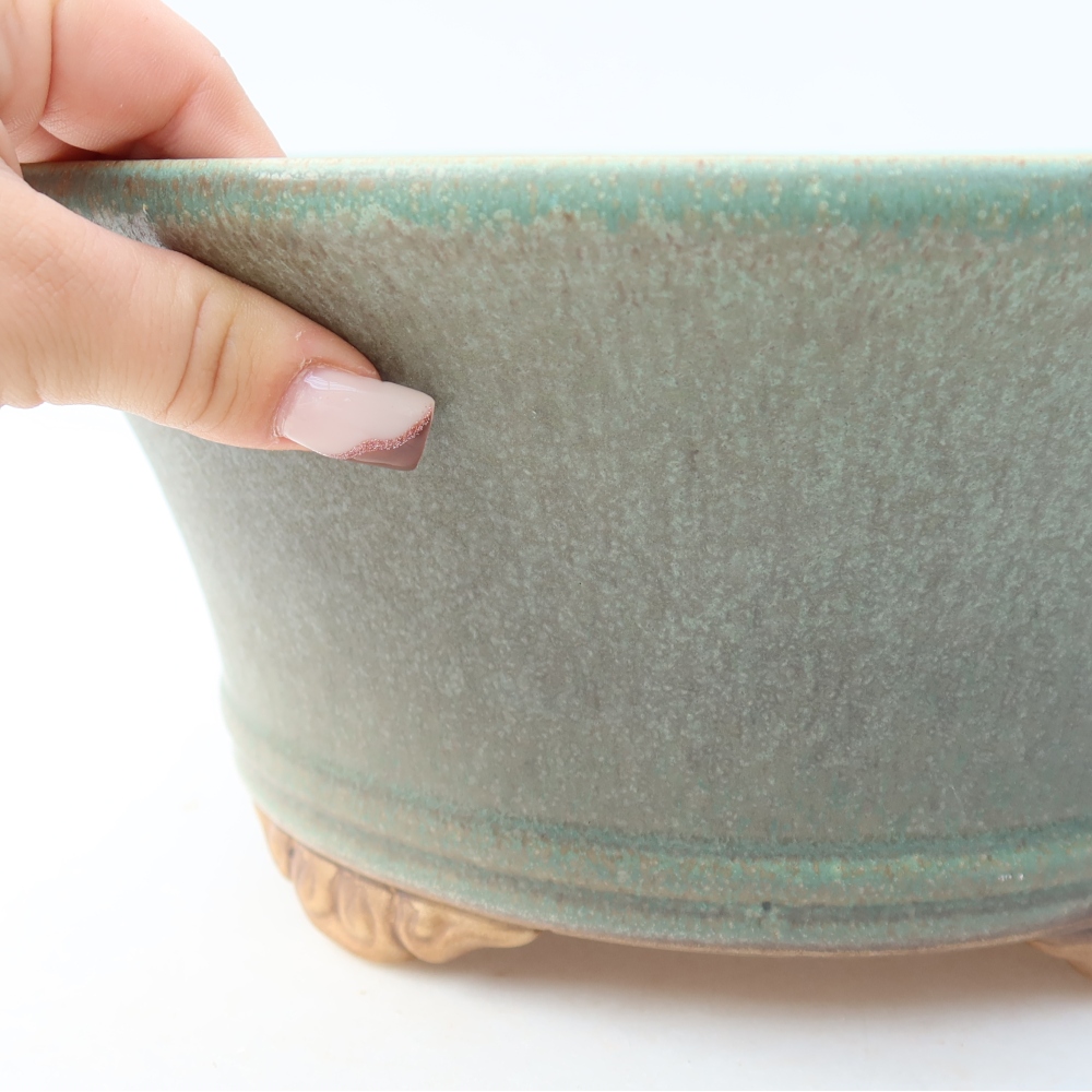 Ceramiczna miska do bonsai 29 x 29 x 12,5 cm, kolor zielony
