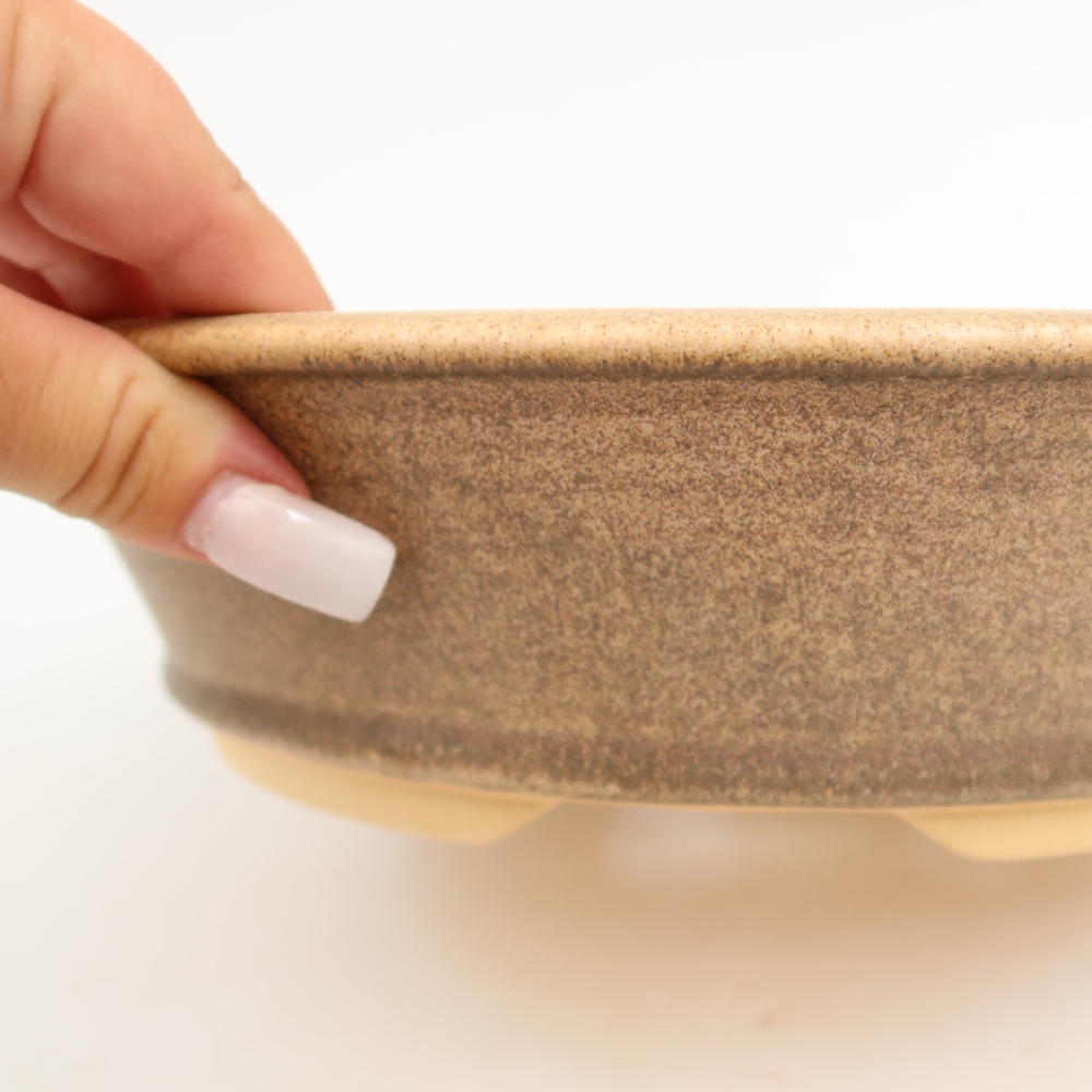 Ceramiczna miska do bonsai 25,5 x 25,5 x 6,5 cm, kolor brązowy