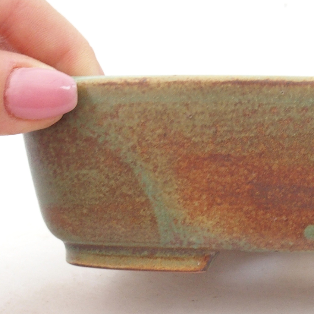 Ceramiczna miska bonsai 15 x 12 x 4,5 cm, kolor zielony