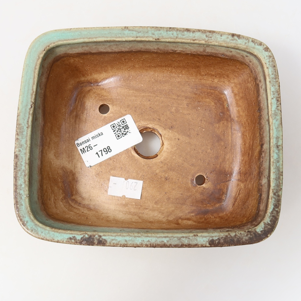 Ceramiczna miska do bonsai 15 x 13 x 4,5 cm, kolor zielony