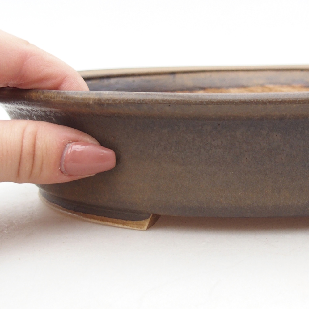 Ceramiczna miska na bonsai 24 x 21 x 5 cm, brązowa