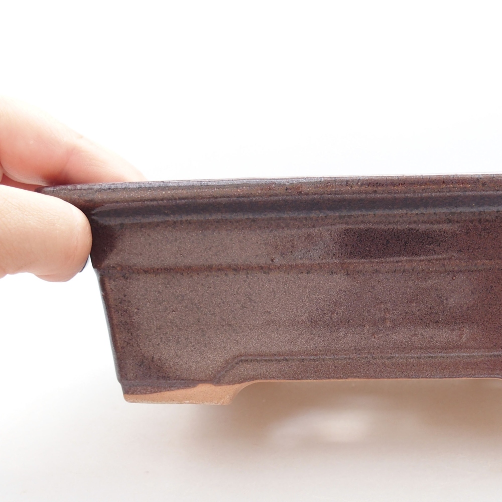 Ceramiczna miska bonsai 18,5 x 13 x 6,5 cm, kolor brązowy