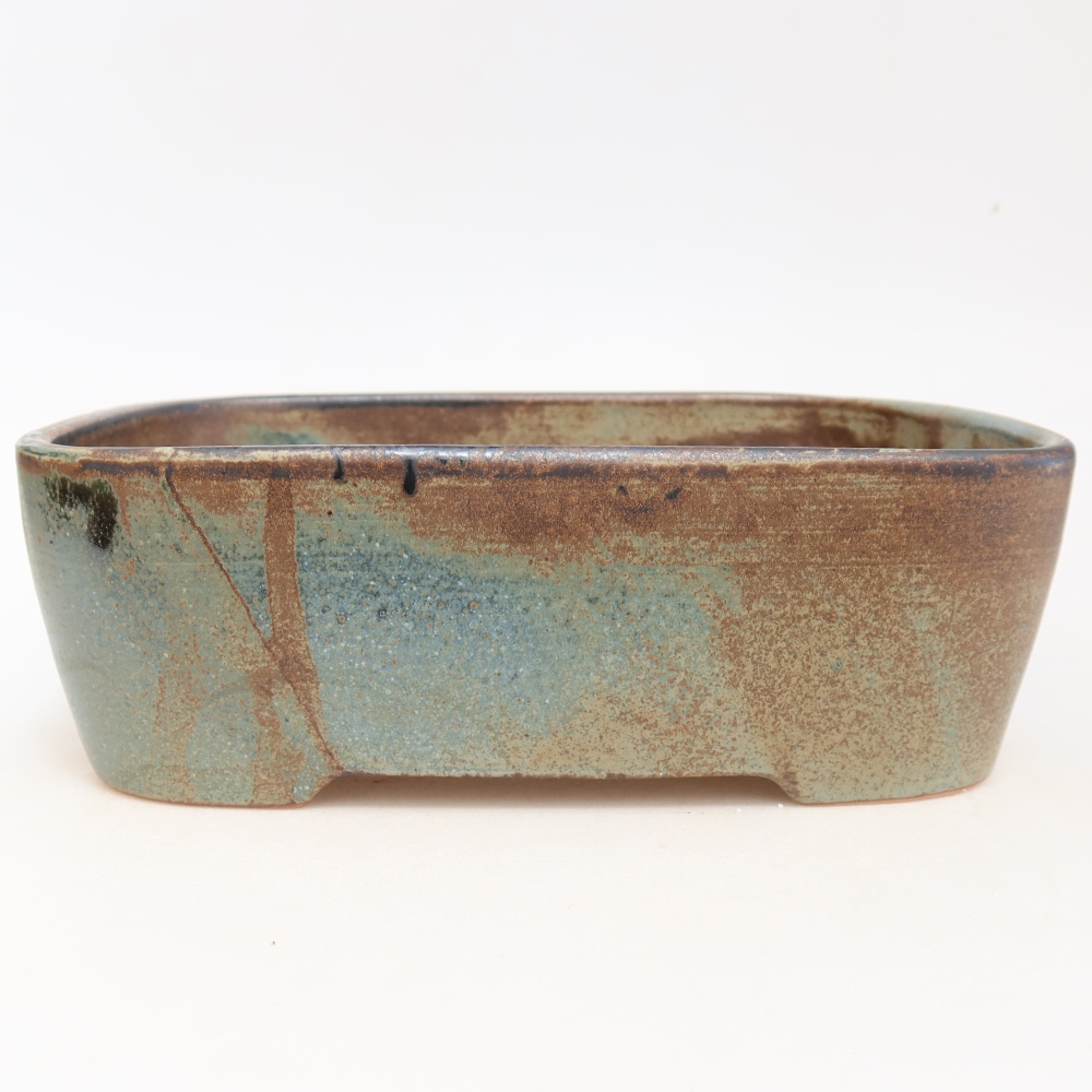 Ceramiczna miska do bonsai 23 x 17,5 x 7,5 cm, kolor niebiesko-brązowy