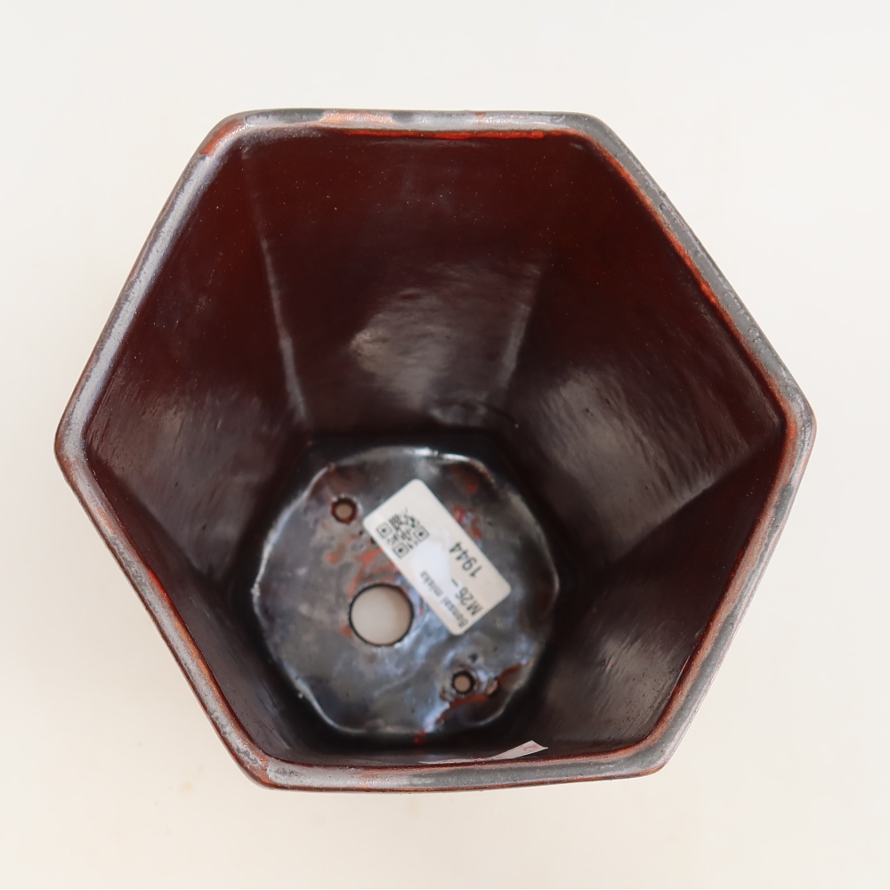 Ceramiczna miska do bonsai 13 x 12 x 17 cm, kolor metaliczno-czerwony