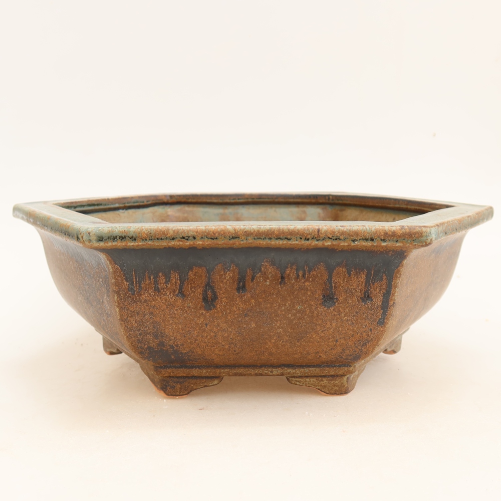 Ceramiczna miska do bonsai 28 x 24,5 x 9 cm, kolor brązowo-zielony