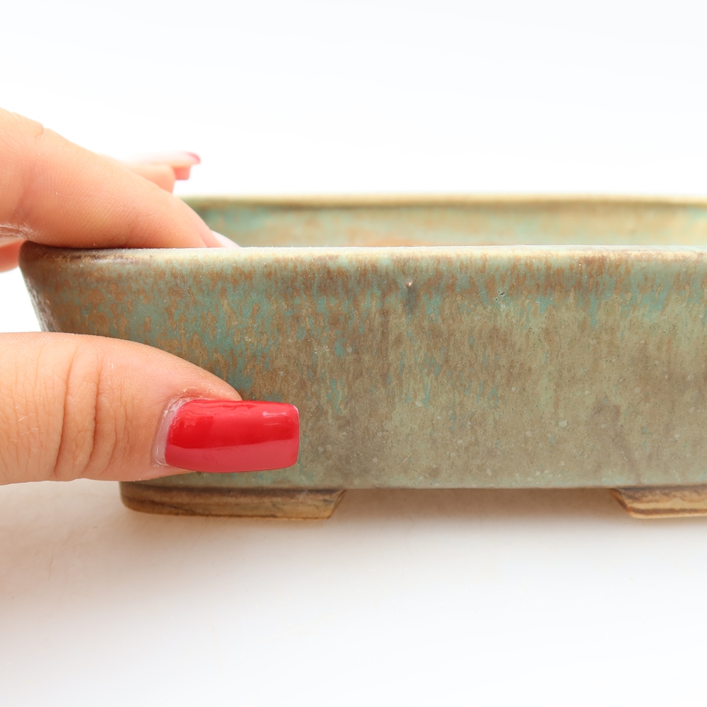 Ceramiczna doniczka do bonsai 14 x 11,5 x 4,5 cm, kolor zielony