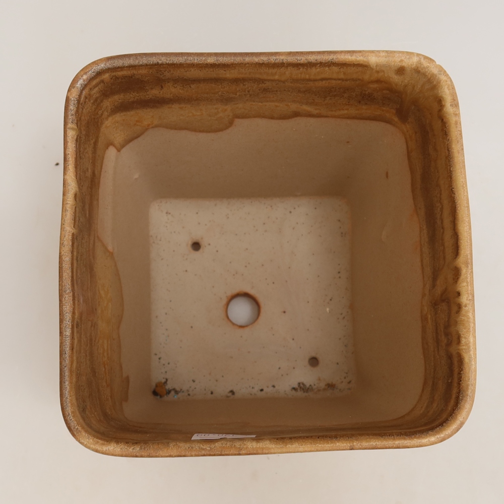 Ceramiczna miska do bonsai 13,5 x 13,5 x 15 cm, kolor beżowy