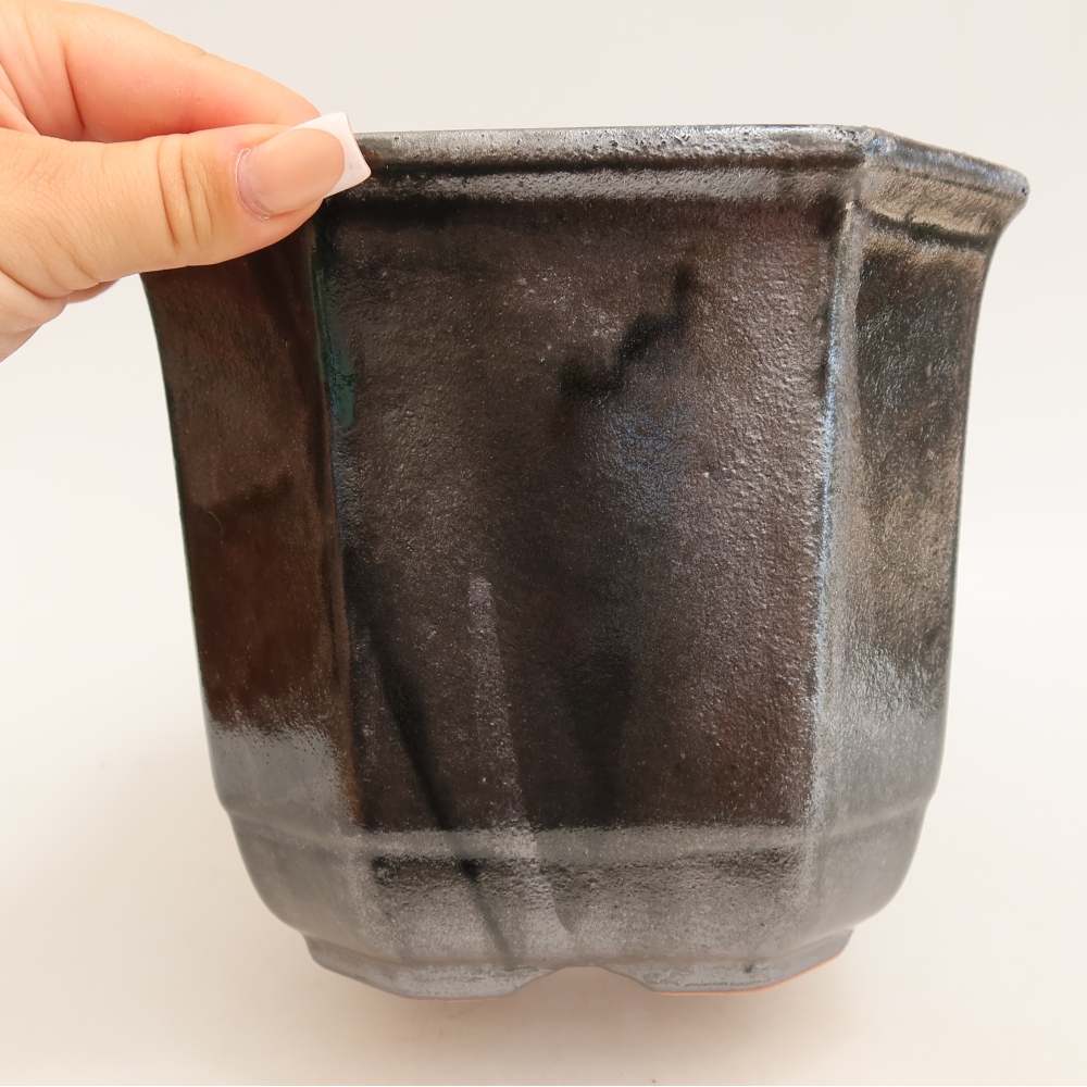 Ceramiczna miska do bonsai 17,5 x 17,5 x 15,5 cm, kolor metaliczny