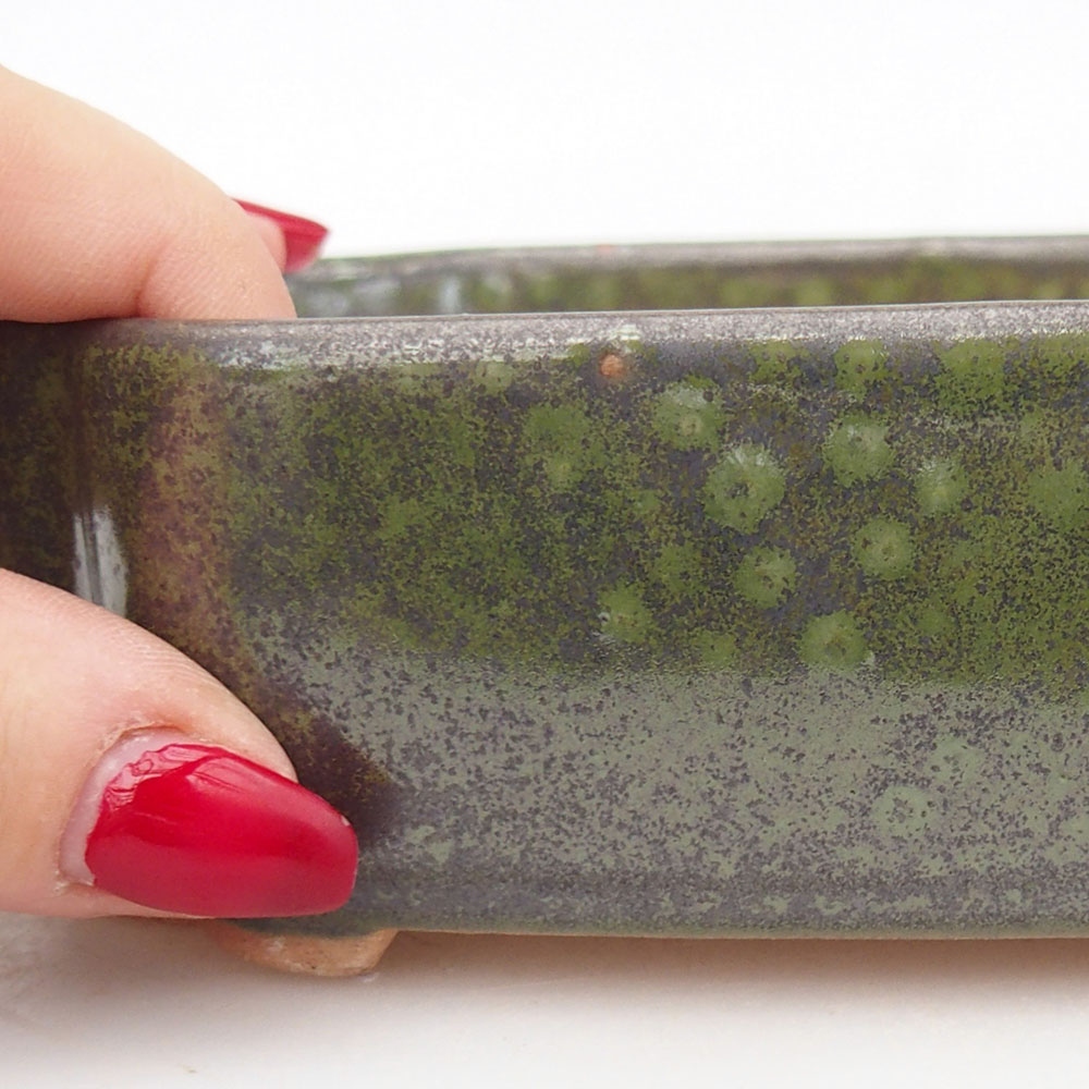 Ceramiczna miska do bonsai 16 x 11,5 x 4,5 cm, zielona