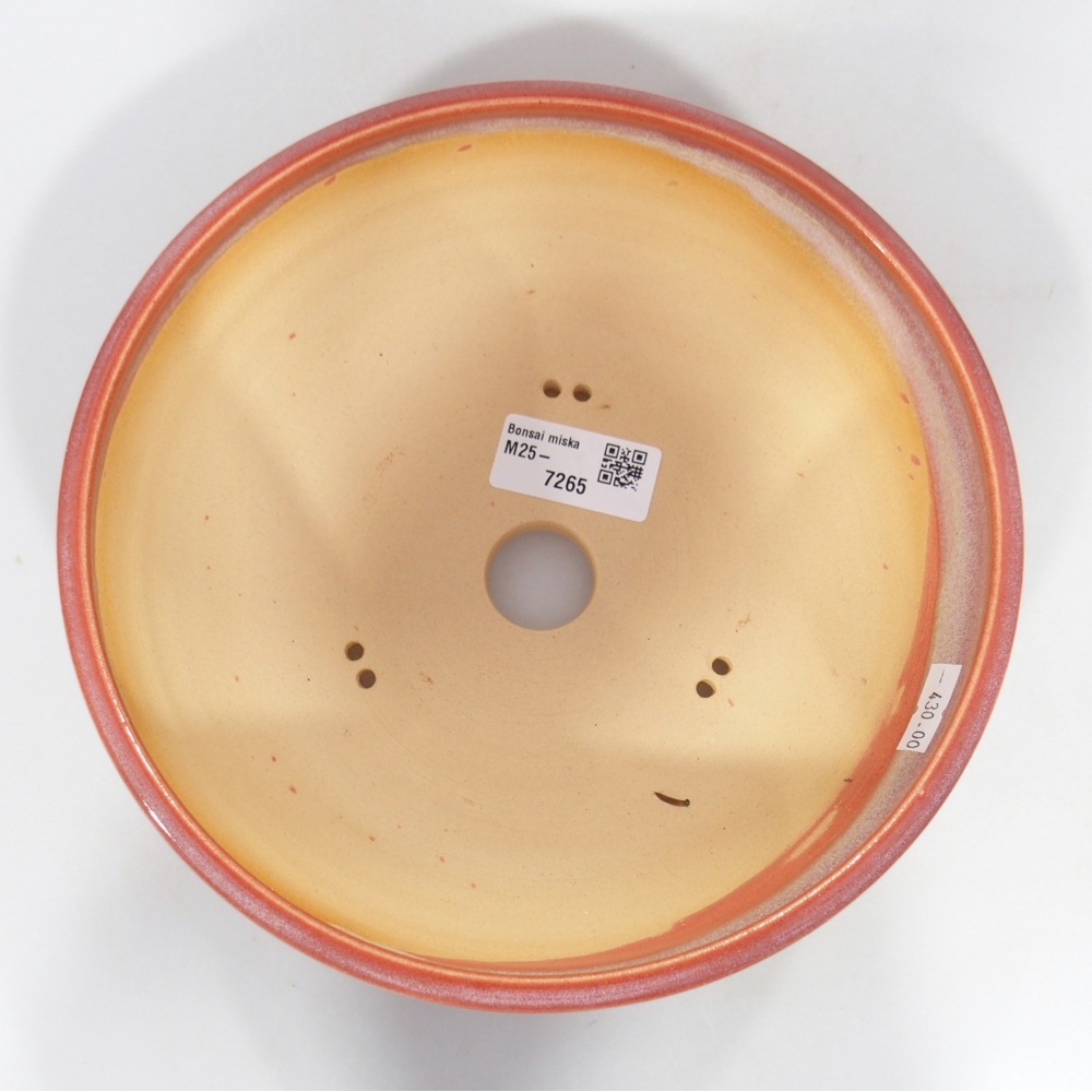 Ceramiczna miska do bonsai 20,5 x 20,5 x 7 cm, kolor czerwony