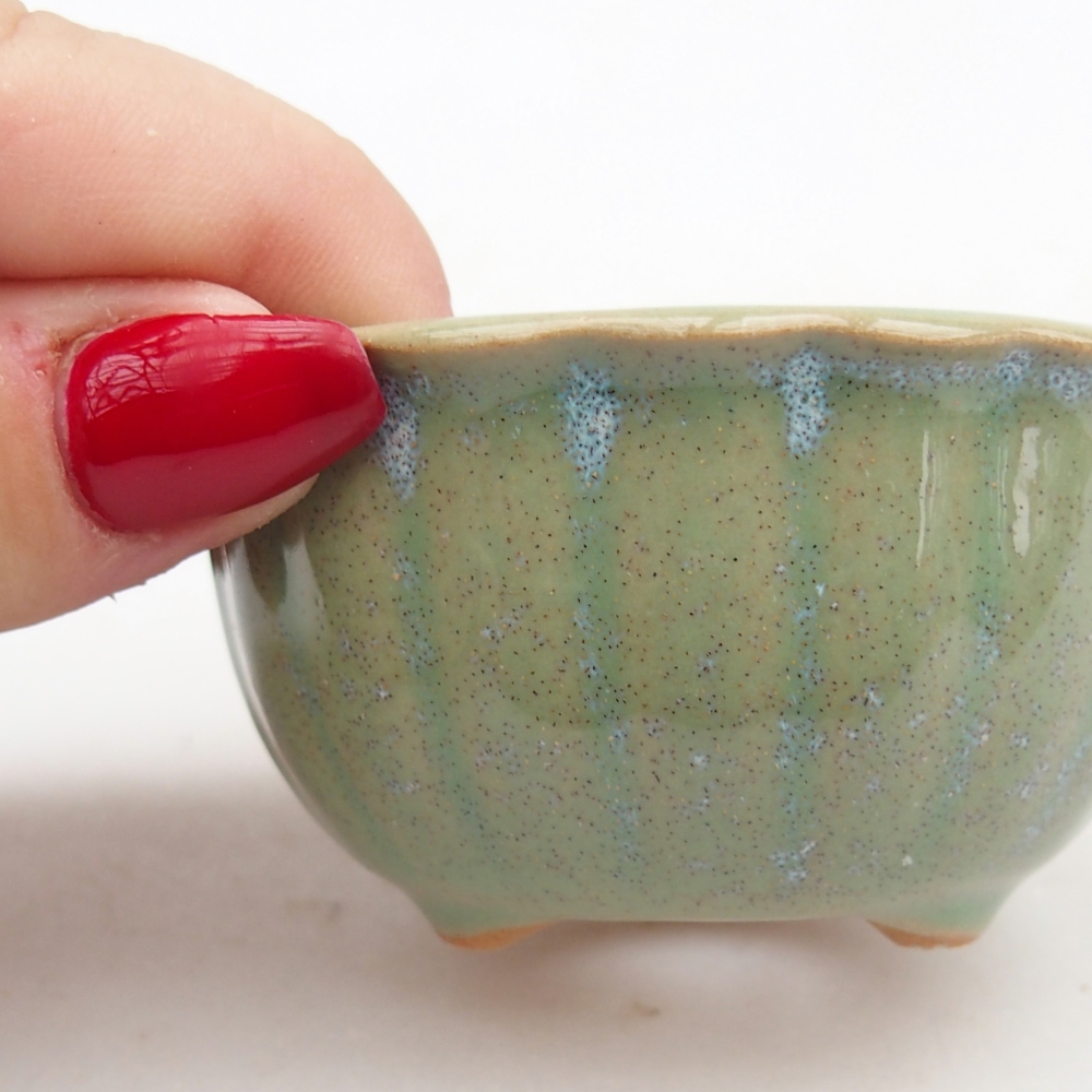 Ceramiczna miska do bonsai 7 x 8,5 x 3,5 cm, zielona