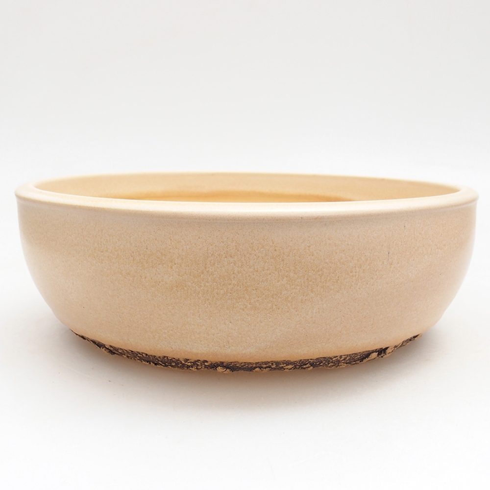 Ceramiczna miska do bonsai 21,5 x 21,5 x 7 cm, kolor beżowy
