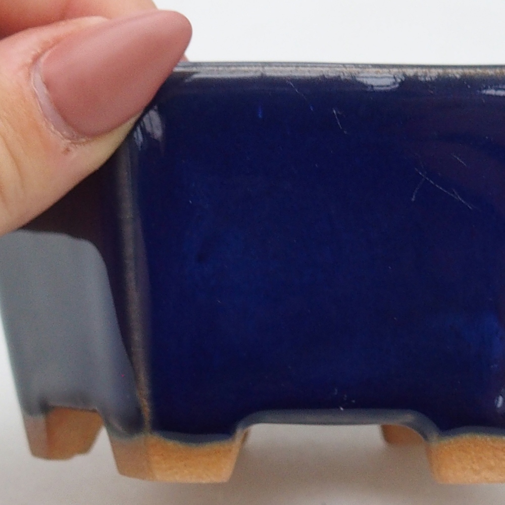 Ceramiczna miska do bonsai 10,5 x 9,5 x 5 cm, kolor niebieski