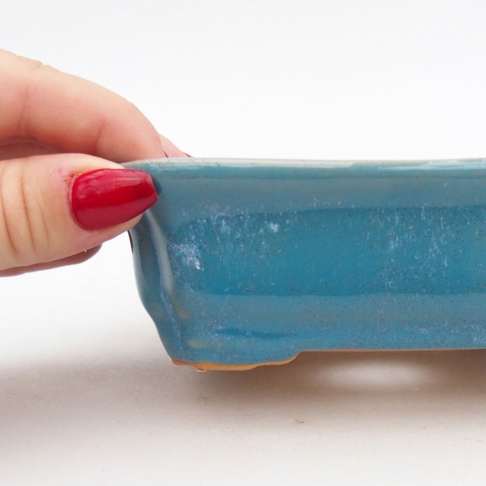 Ceramiczna miska na bonsai 14 x 11 x 4 cm, kolor niebieski