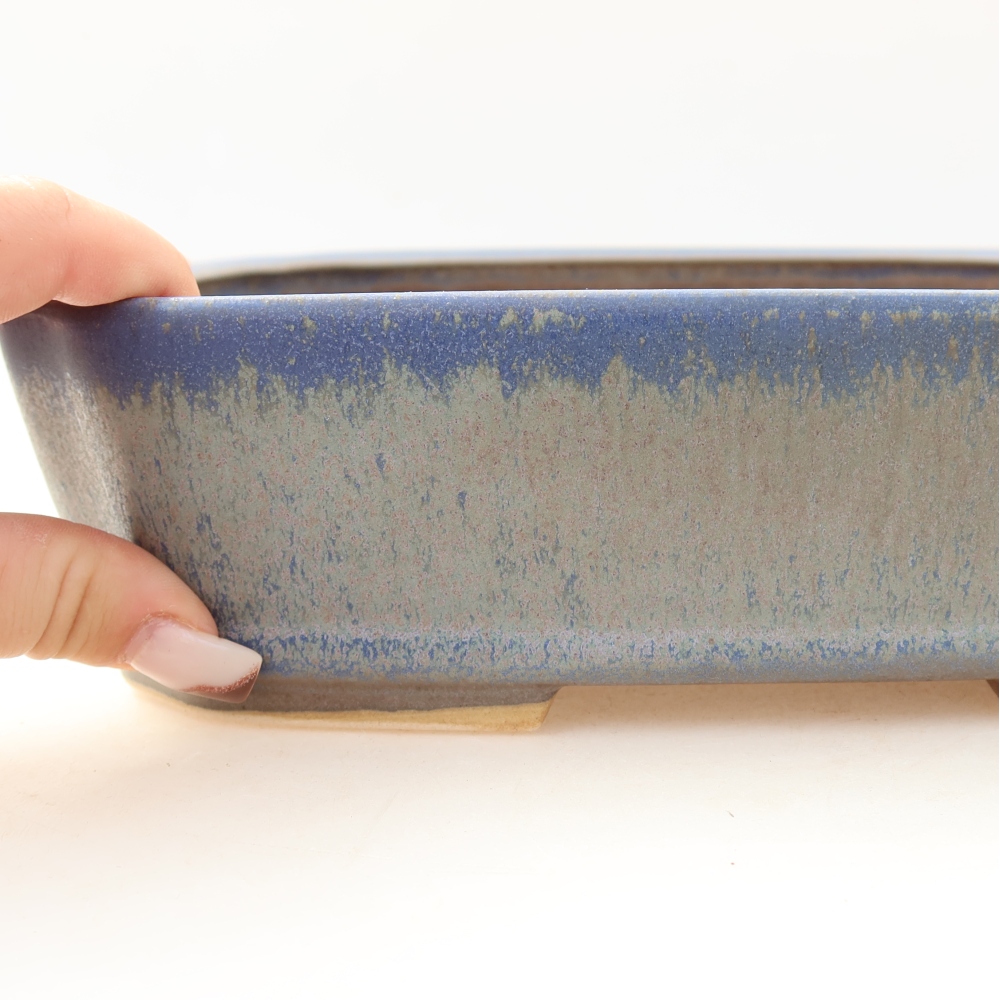 Ceramiczna miska do bonsai 25 x 21 x 6,5 cm, kolor niebieski