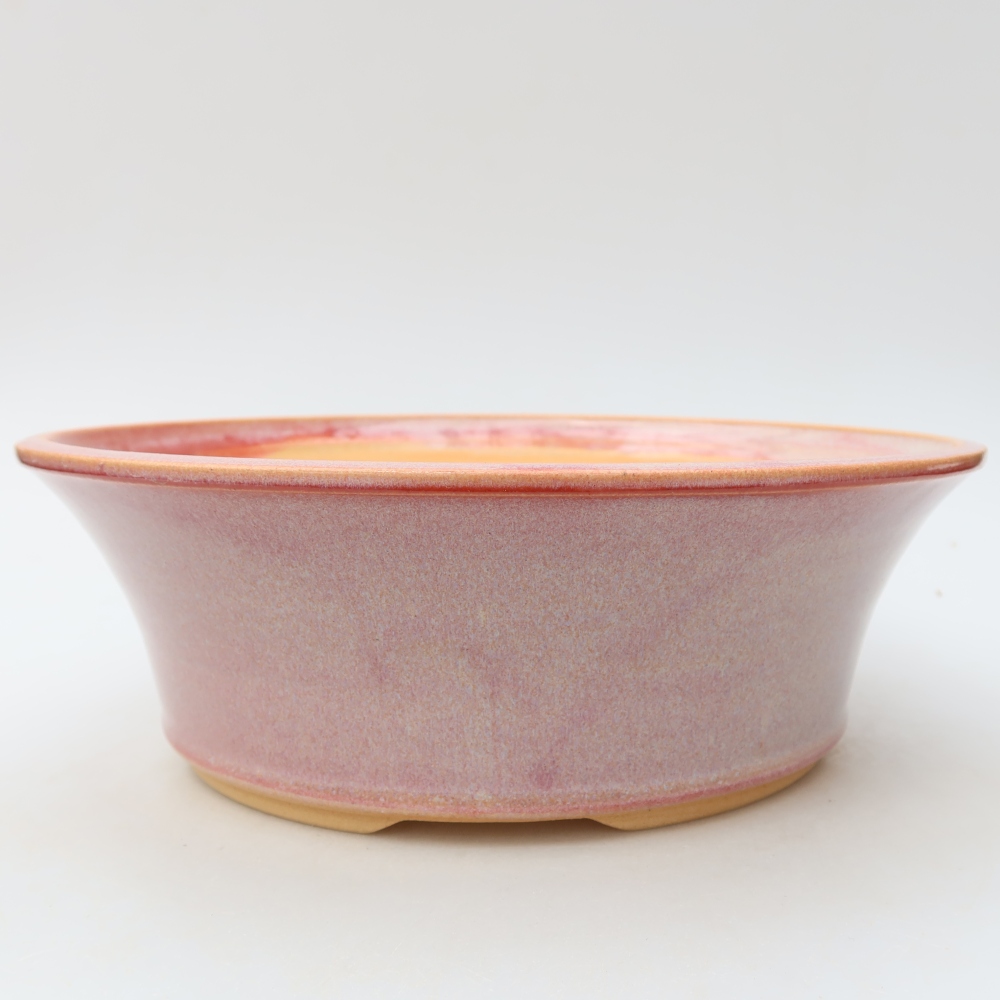 Ceramiczna miska do bonsai 25,5 x 25,5 x 8,5 cm, kolor różowy
