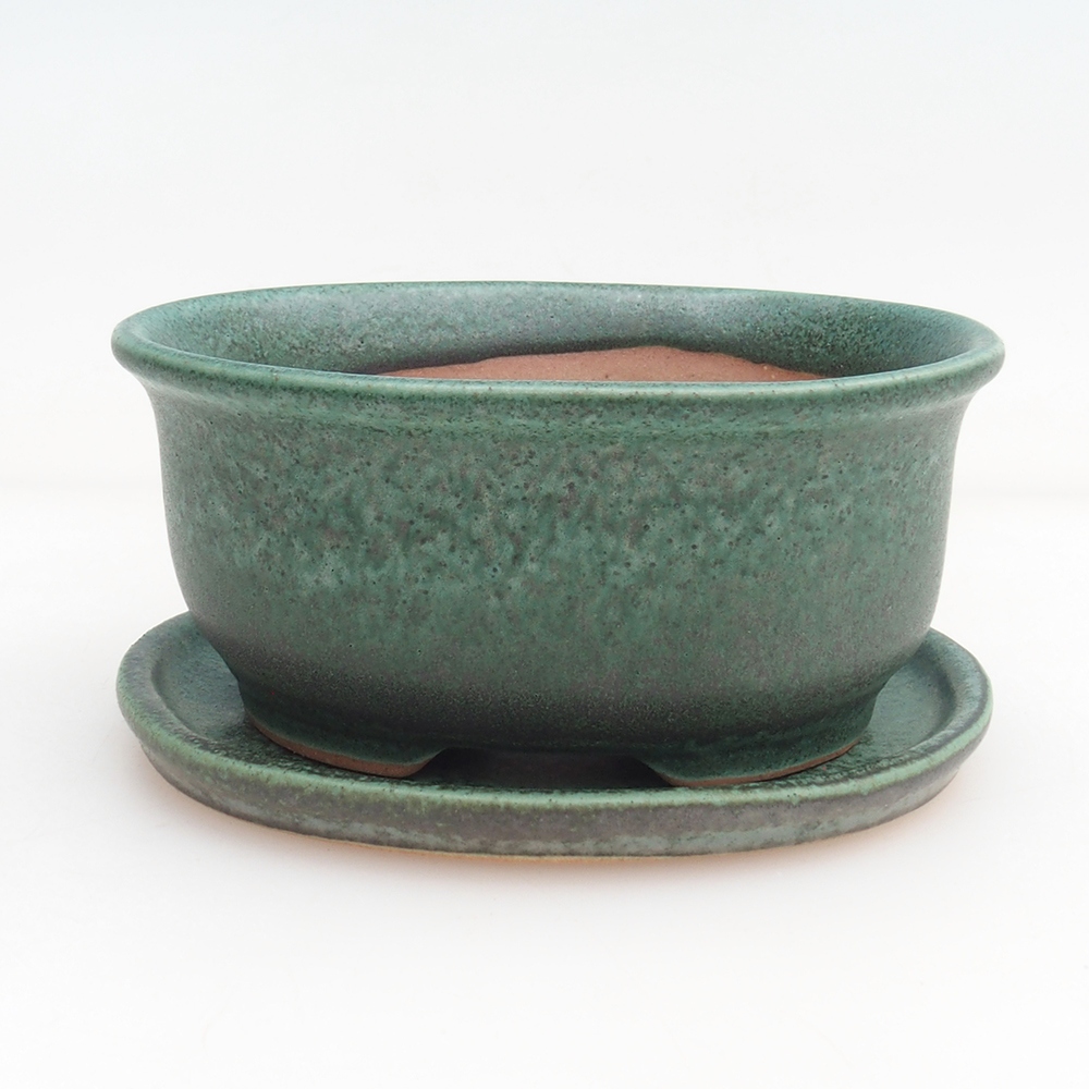 Miska bonsai + podstawka H30 - 12 x 10,5 x 5,5 cm - zielona