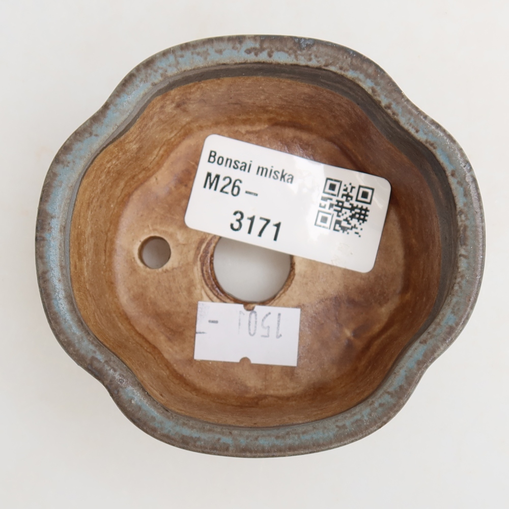 Ceramiczna miseczka do bonsai 8 x 7,5 x 3,5 cm, kolor niebieski