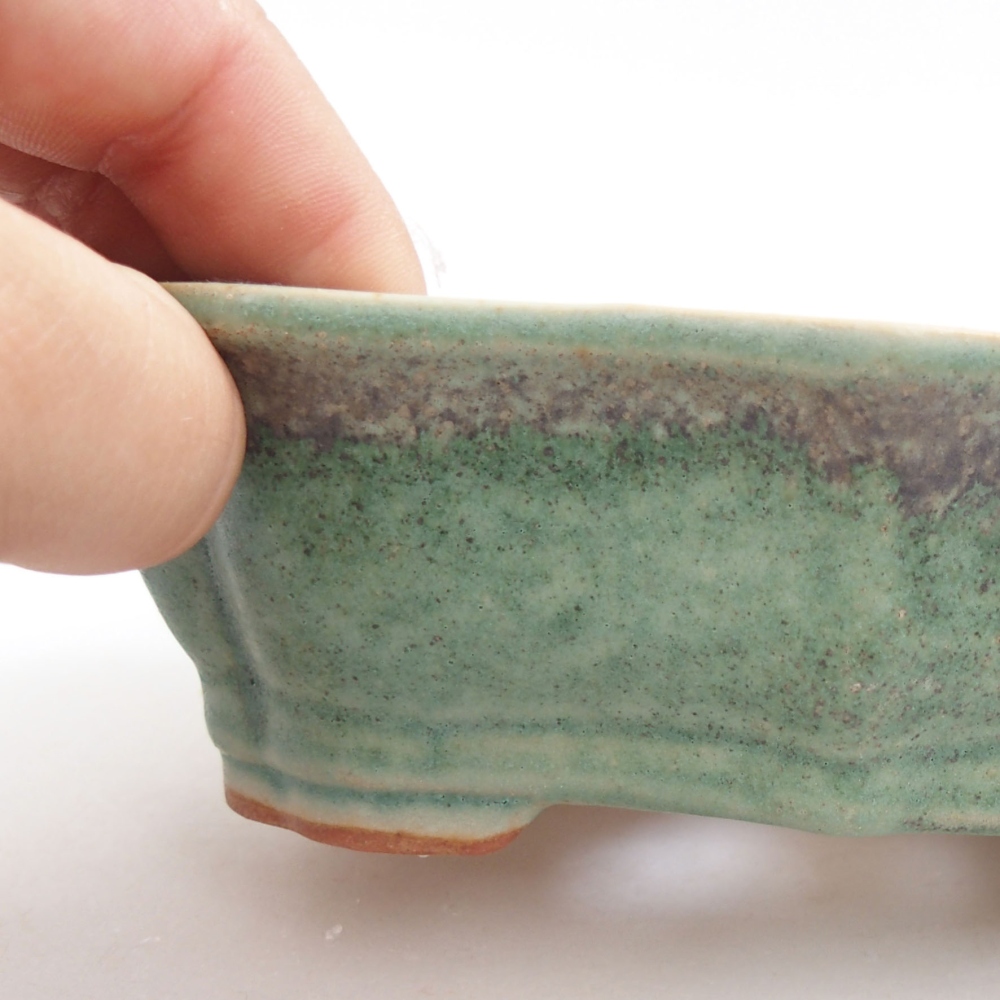 Ceramiczna miska bonsai 15,5 x 11 x 4,5 cm, kolor zielony