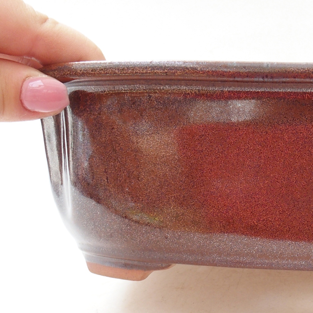 Ceramiczna miska bonsai 22,5 x 17,5 x 7 cm, kolor brązowy
