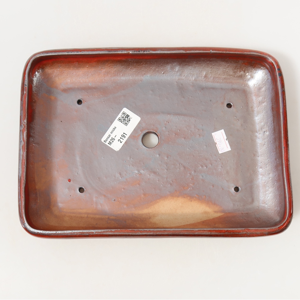 Ceramiczna miska do bonsai 24 x 17,5 x 4 cm, kolor metaliczno-czerwony