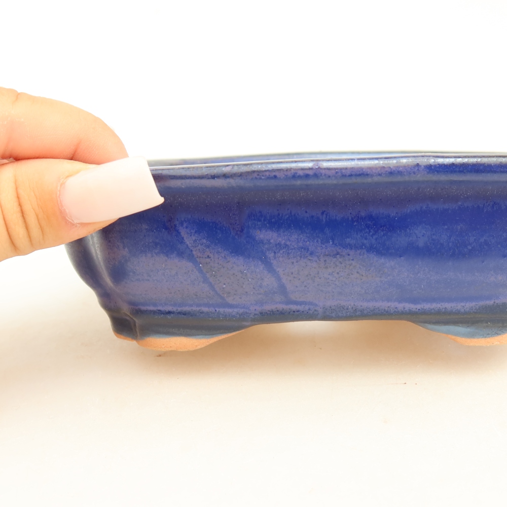 Ceramiczna miska do bonsai 15,5 x 12 x 4,5 cm, kolor niebieski