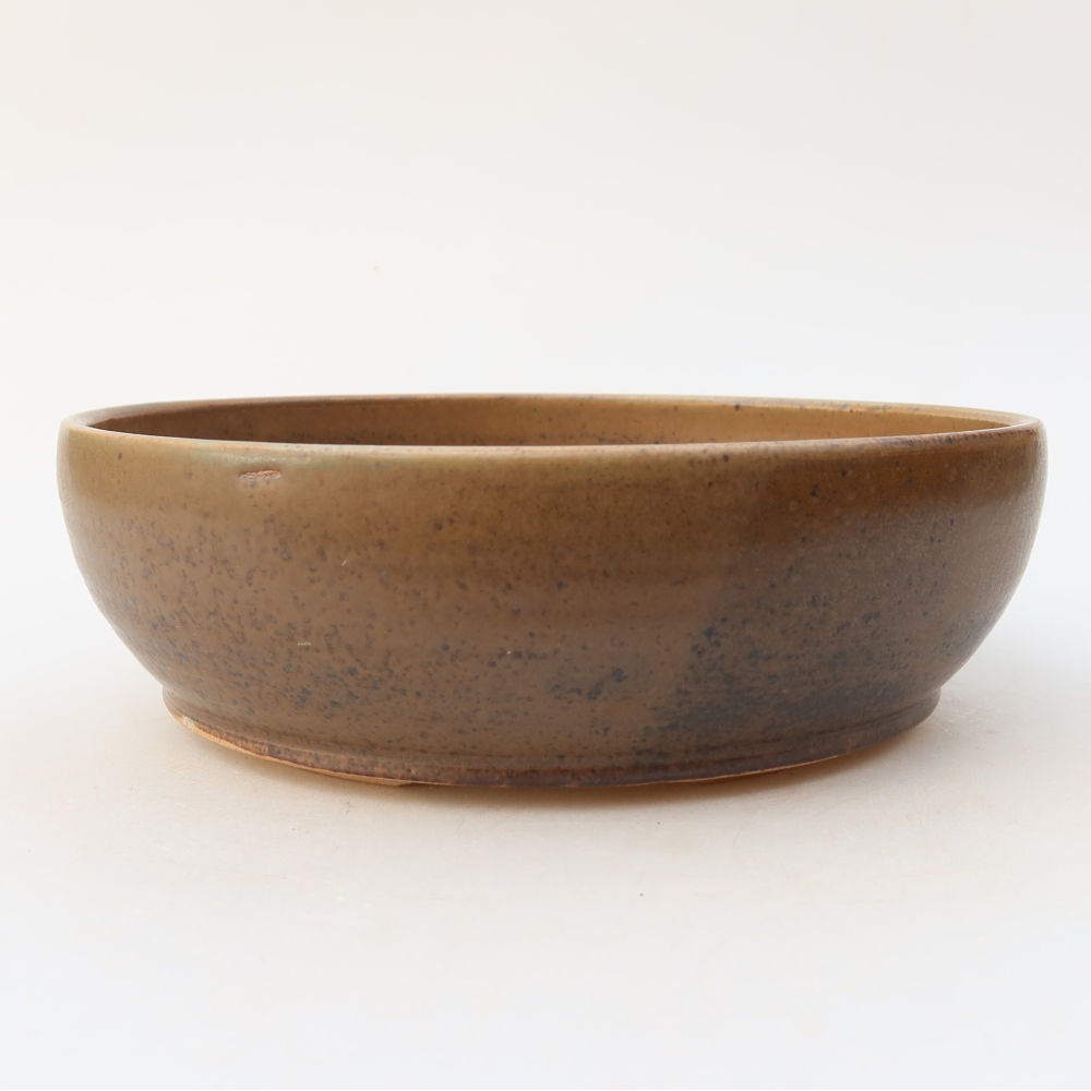 Ceramiczna miska do bonsai 19,5 x 19,5 x 6,5 cm, kolor brązowy