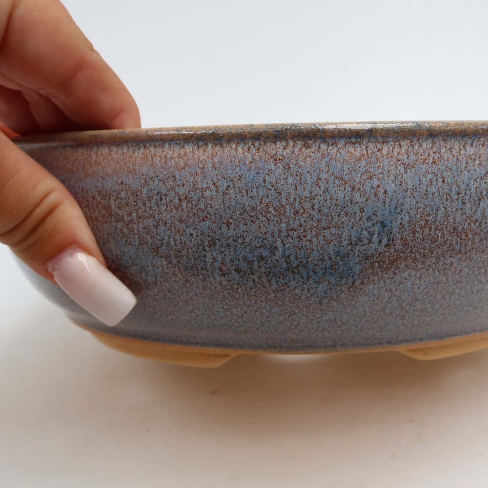 Ceramiczna miska do bonsai 21,5 x 21,5 x 6,5 cm, kolor niebieski